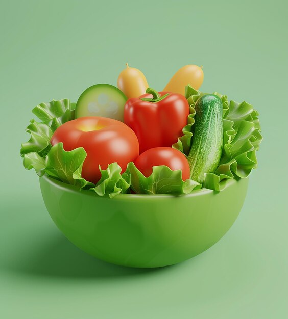 un plato de verduras con tomates y pepinos sobre un fondo verde