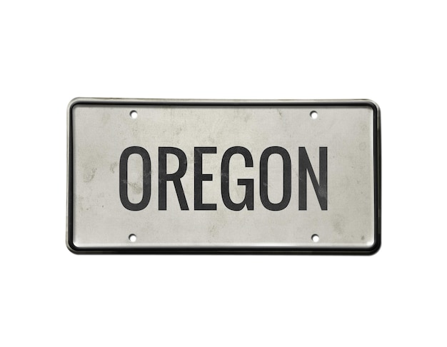 Platte mit der Aufschrift Oregon auf weißem Hintergrund. Illustration