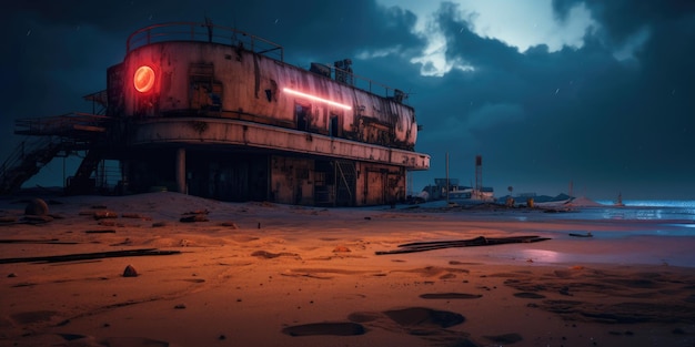 Foto playa al estilo cyberpunk