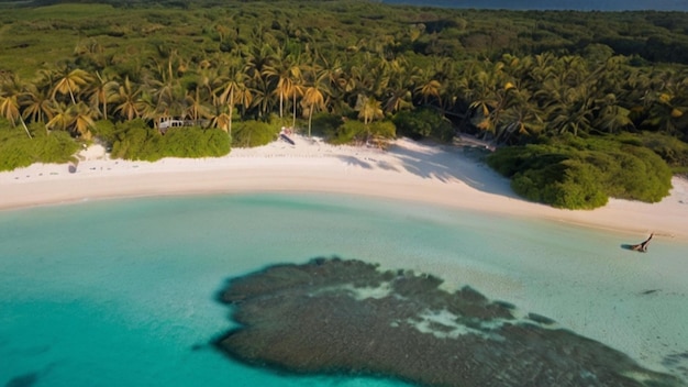 una playa con algunas palmeras en ella