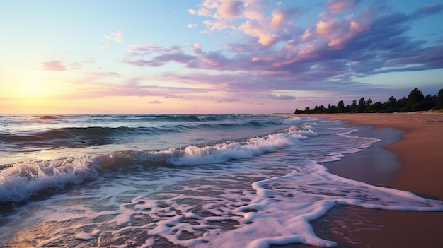 La playa del amanecer HD 8K papel tapiz Imagen fotográfica de stock