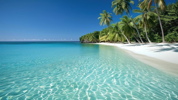 Playa con arena blanca y agua turquesa generada por IA Imagen