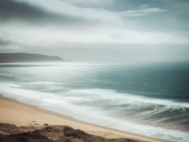 Playa de arena limpia en la playa nublada