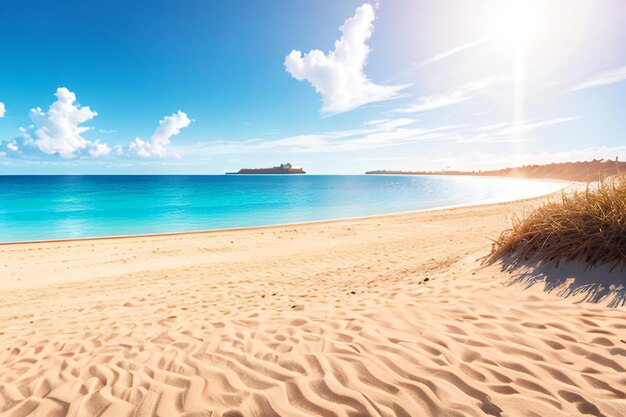 Foto una playa de arena mar playa ai imagen generada