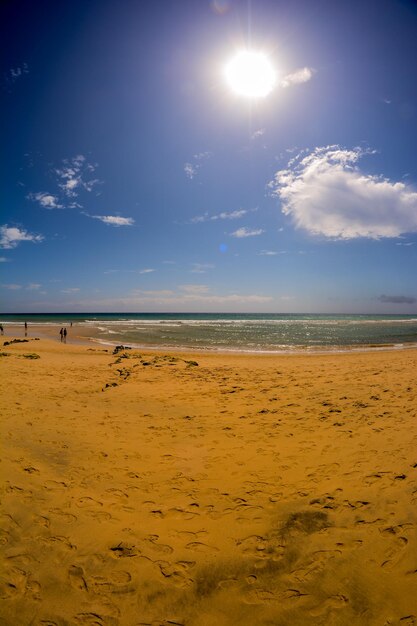 Foto la playa de arena del océano