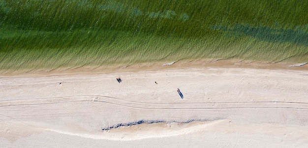 playa de arena a la orilla del mar, vista desde arriba