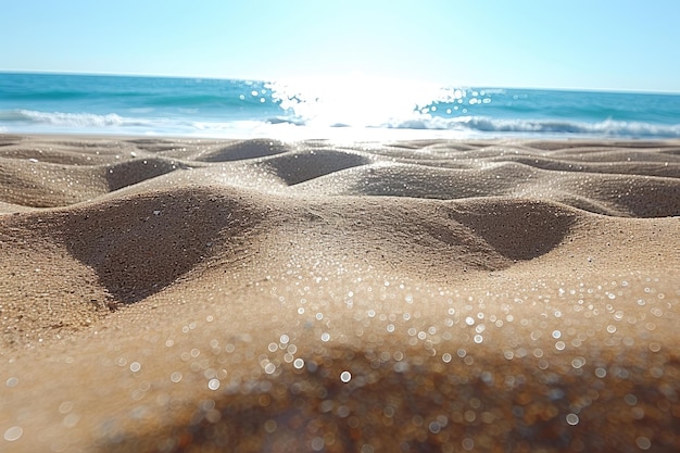 playa de arena con paisaje oceánico fotografía profesional