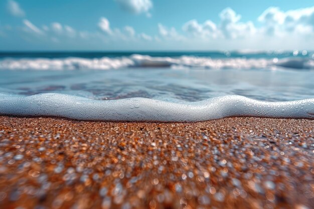 playa de arena con paisaje oceánico fotografía profesional