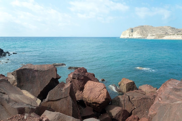 Playa de arena roja La isla de Santorini