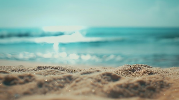 Playa de arena de verano con el océano borroso en el fondo