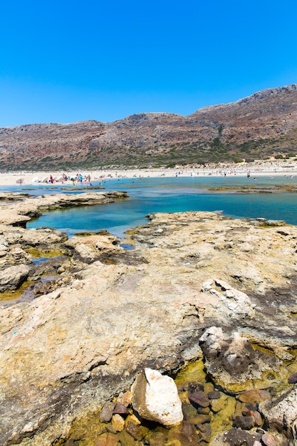 Playa de Balos Vista desde la isla de Gramvousa Creta en Grecia Lagunas mágicas de aguas turquesas playas de arena blanca pura