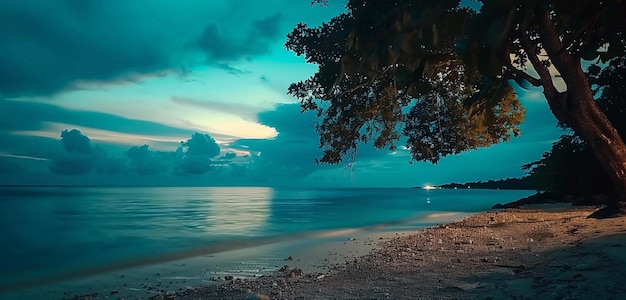 una playa con un barco en el agua