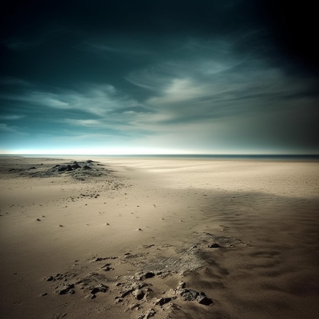 Una playa con un cielo azul y algunas nubes.