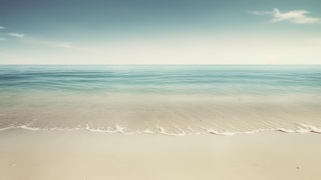 Una playa con un cielo azul y el mar