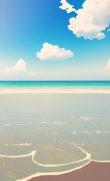 Una playa con un cielo azul y nubes