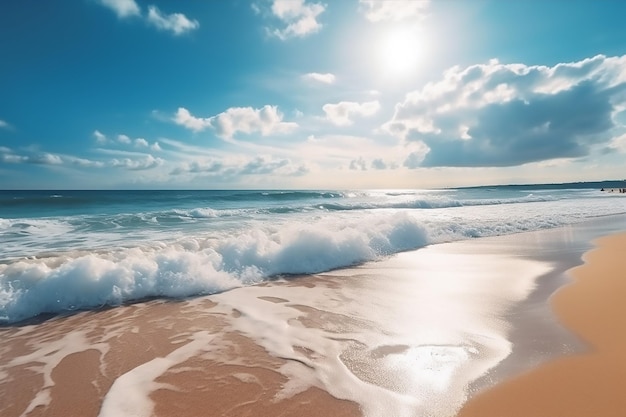 Playa con cielo azul y nubes