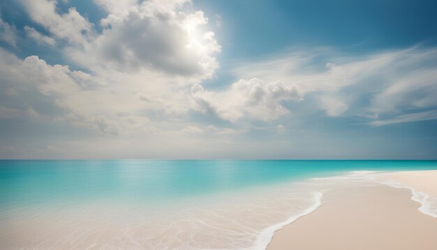 Foto una playa con un cielo azul y el océano en el fondo