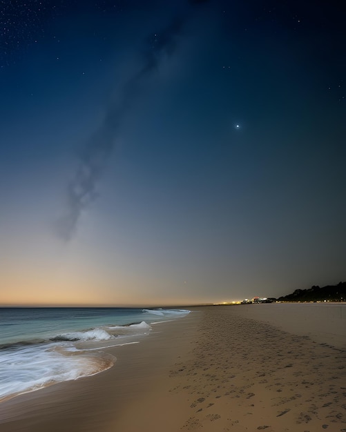 Foto playa bajo el cielo nocturno