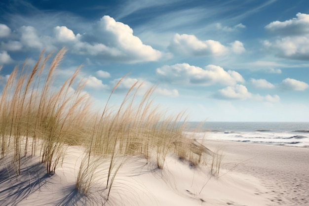 Playa costera de dunas y mar