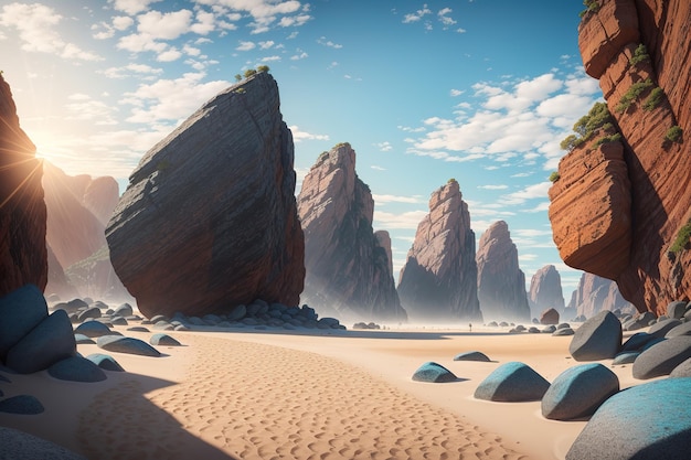 Una playa cubierta de muchas rocas de colores Mystical