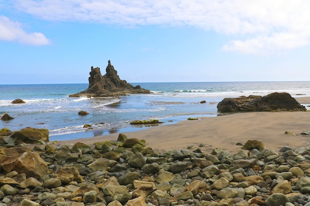 Playa de Benijo Strand mit schwarzem Sand auf Teneriffa