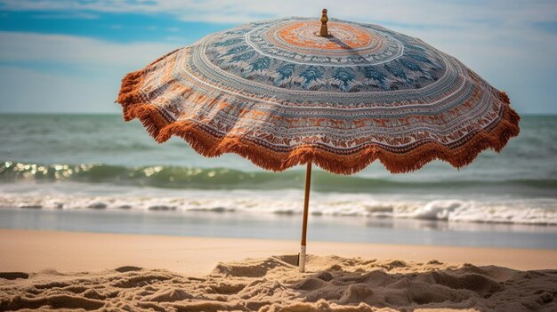 La playa es un paraguas, la atmósfera es vibrante.