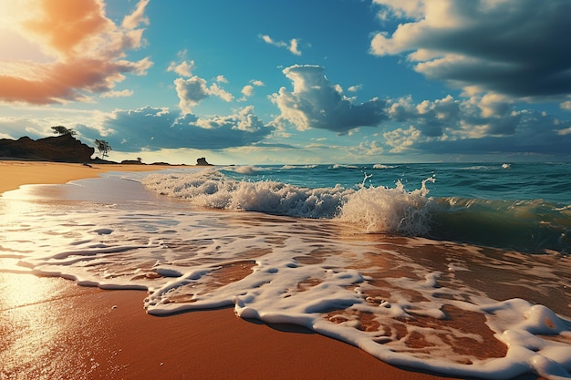 Foto playa en la escena del paisaje diurno con el cielo