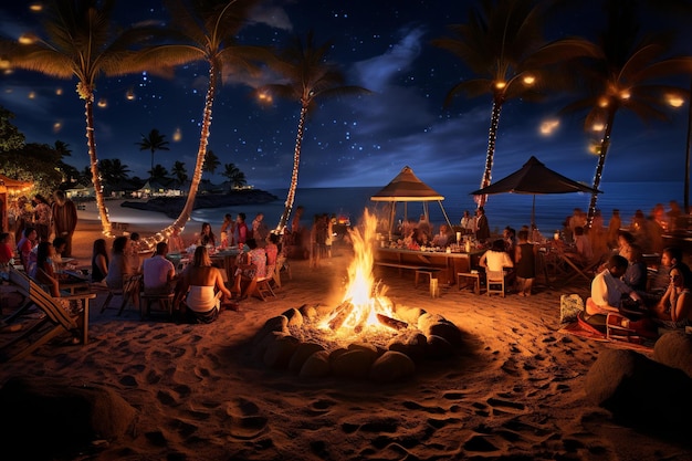 La playa y las estrellas de la noche de verano