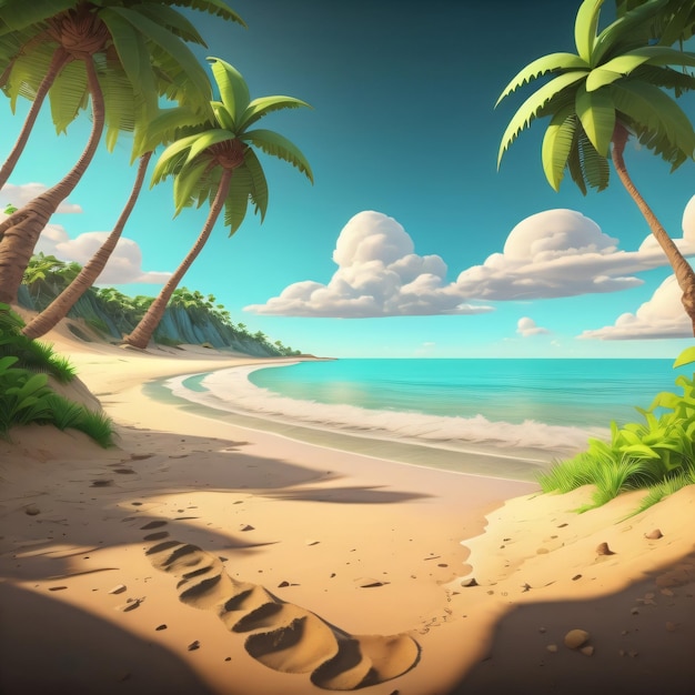 playa de fondo de dibujos animados 3d para animación