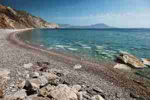 Foto la playa de fyri ammos en la isla de kythira, jónico, grecia