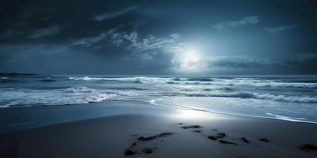 Playa iluminada por la luna