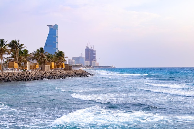 Foto playa de jeddah arabia saudita corniche del mar rojo vista del paseo marítimo