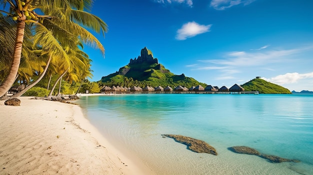 Playa de Matira en Bora Bora Polinesia Francesa IA generativa