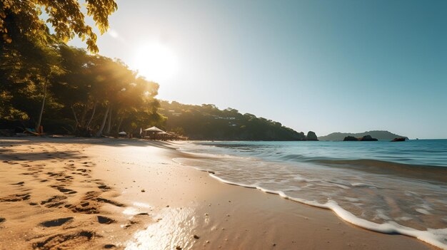 Foto una playa en o cerca del complejo