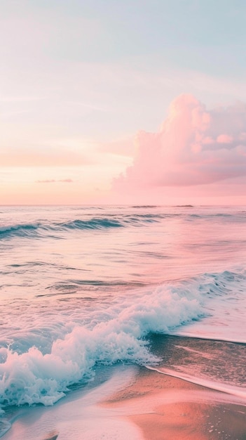 Foto y la playa del océano al atardecer