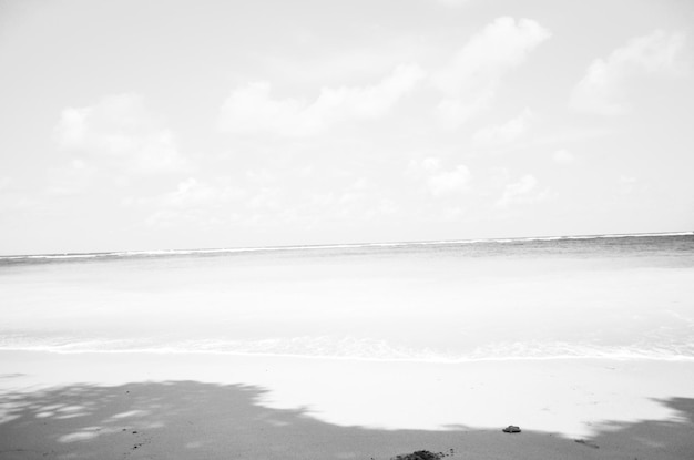 Foto una playa con una ola en el agua y una sombra en la arena