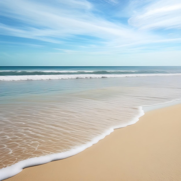 Foto una playa con una ola que está entrando