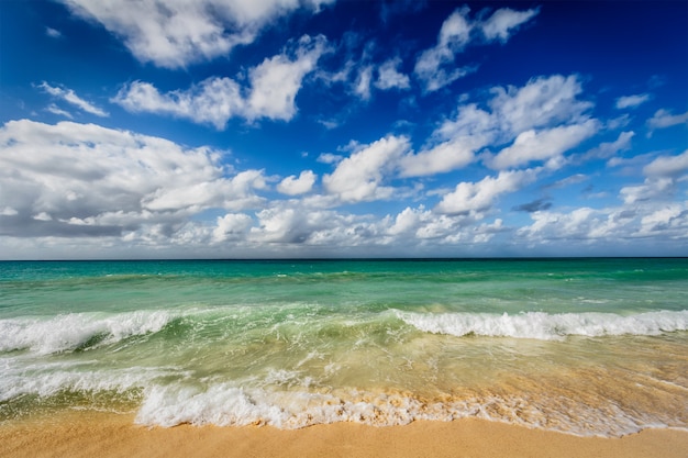 Playa y olas del mar caribe