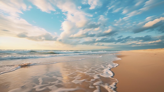 una playa con olas y nubes