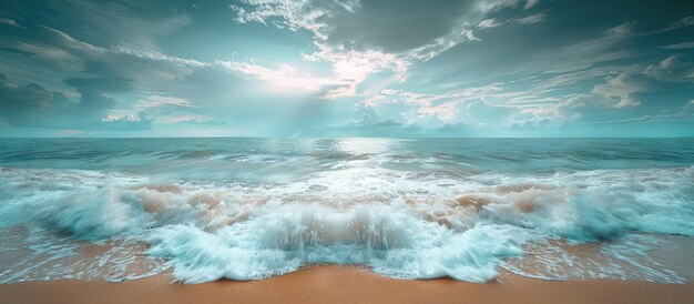 Foto la playa con las olas rodando