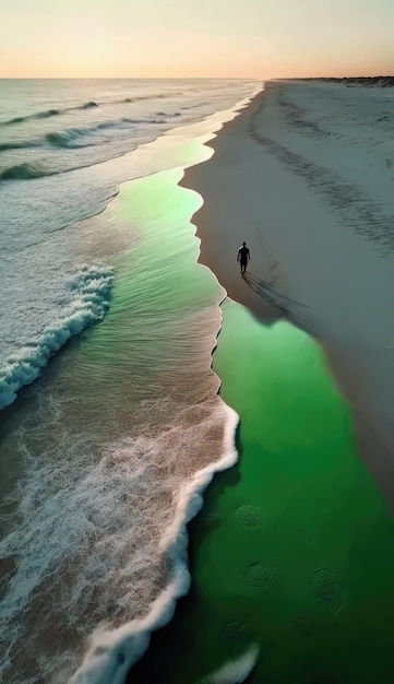 Una playa con olas rompiendo en la arena