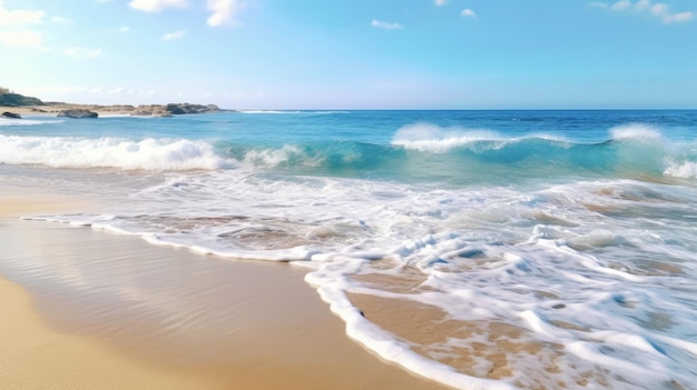 Una playa con olas rompiendo en ella