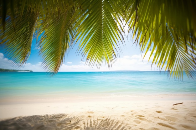 Una playa con una palmera