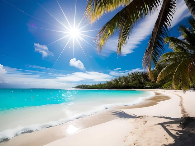 Una playa con una palmera