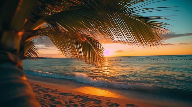 Una playa con una palmera