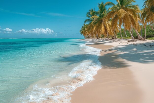 Playa con palmeras y arena blanca