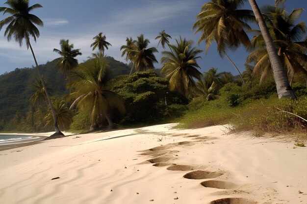 Foto playa con palmeras y arena verano