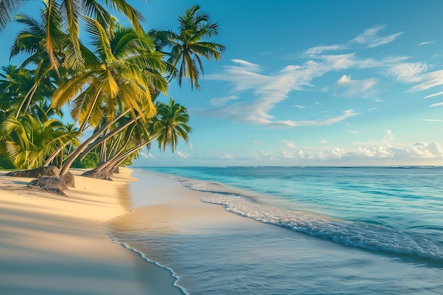 Playa con palmeras y vistas al océano