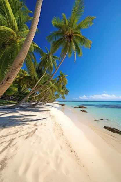 Una playa con palmeras