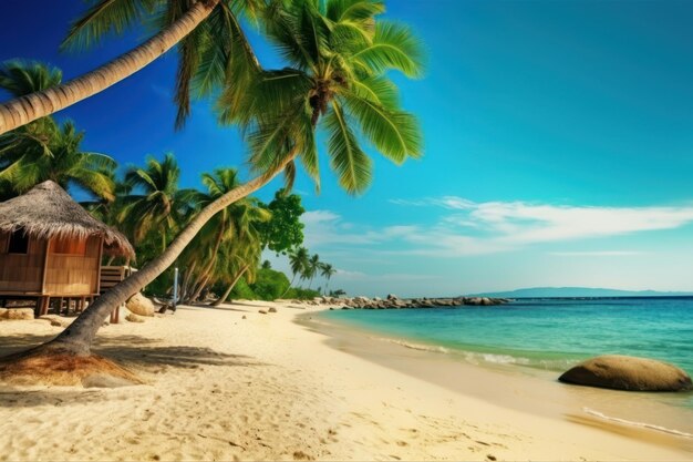 Una playa con palmeras